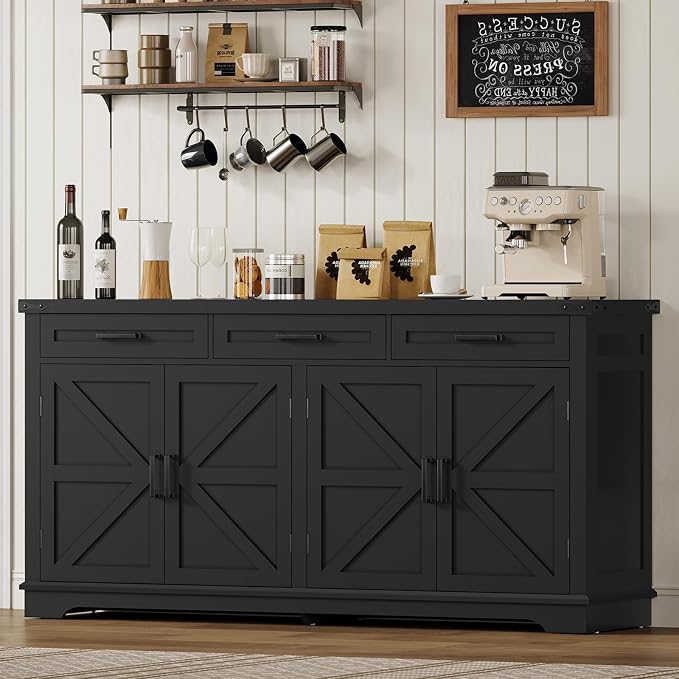 usikey Buffet Cabinet, 61” Large Sideboard Buffet Storage Cabinet by USIKEY