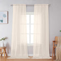 Simplebrand Cream Sheer Curtains 96 Inches Long 2 Panels, Light Filtering Rod by Simplebrand