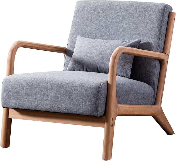 ANJ Mid Century Modern Accent Chairs Set of 2, Comfy Fabric Reading Chair - Image 5