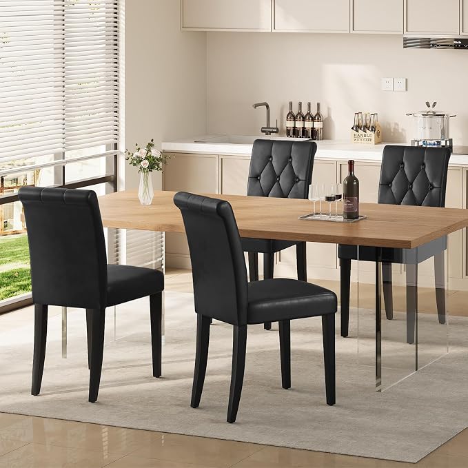 Welzona Upholstered Dining Chairs Set of 6, Button Tufted Parsons Dining Chair - Image 2