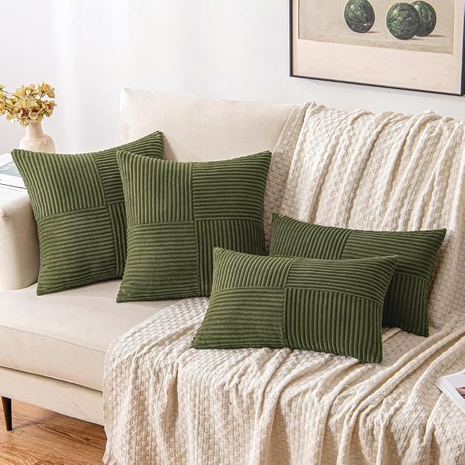 MIULEE Olive Green Decorative Euro Sham Pillow Covers 24x24 Inch - Image 2