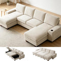 129" Convertible Sleeper Sofa Bed, L Shaped by ASHOMELI