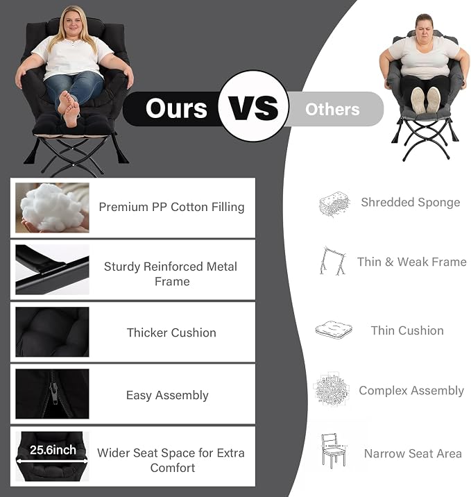 MBOOYOME Lazy Chair with Folding Ottoman, Modern Accent Lounge Armchair with - Image 9