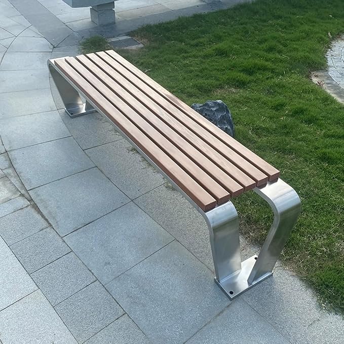 LITFAD Outdoor Indoor Bench Stainless Steel Metal Park Bench by LITFAD