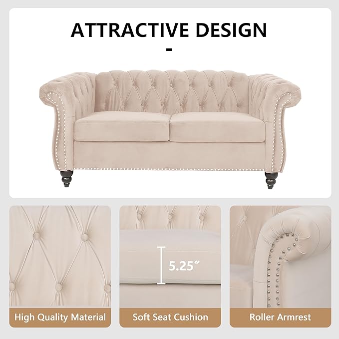 QHITTY 2 Piece Living Room Set, Sectional Chesterfield Sofa Chair Contemporary - Image 5