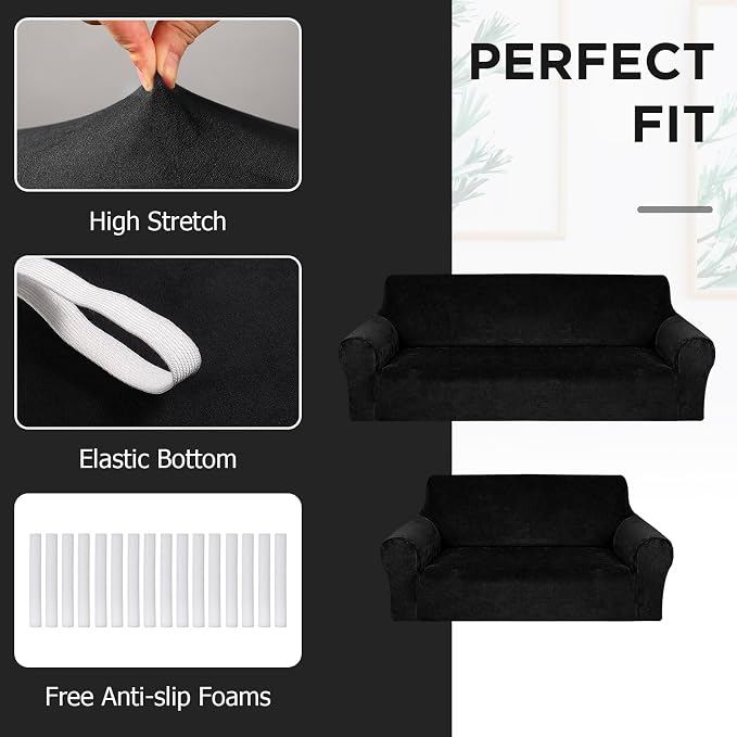 Peryiter 2 Pcs Sofa Covers Couch and Loveseat Covers Set Stretch Sofa Slipcover - Image 4