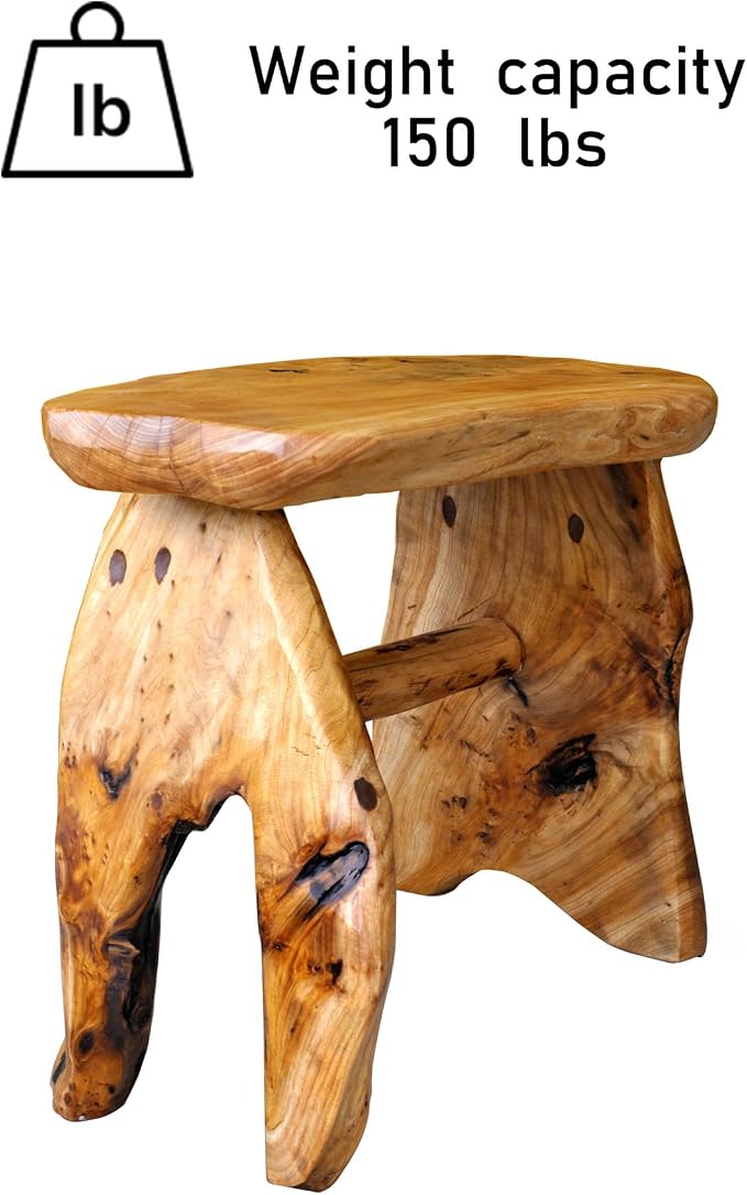 Greenage Cedar Roots Wooden Stool Naturally Shape Large 20" x 13" x 18" H Wood - Image 9