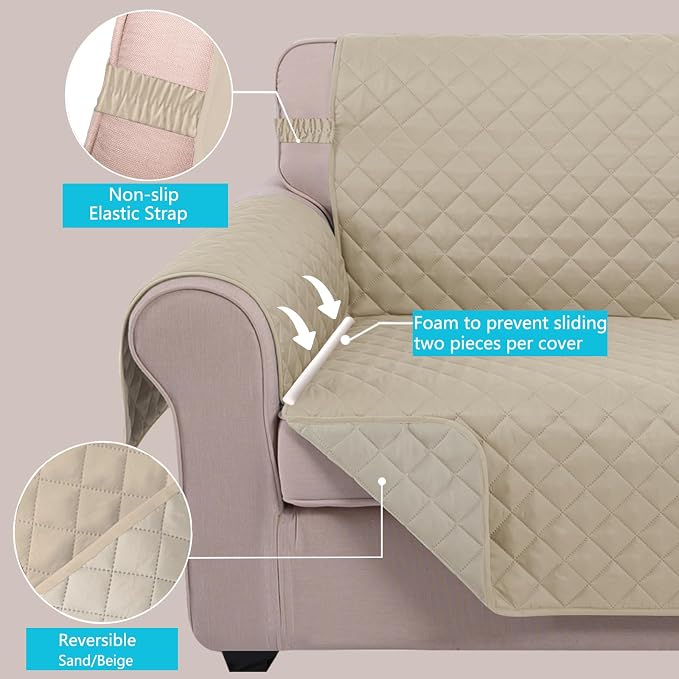 U-NICE HOME Recliner Chair Covers Reversible Quilted Water Repellent Pet - Image 5