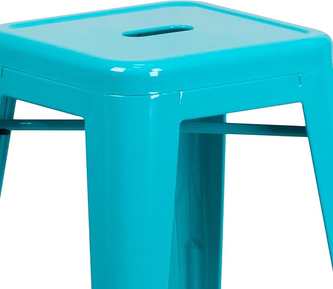 Flash Furniture Kai Commercial Grade 24" High Backless Crystal Teal-Blue - Image 7