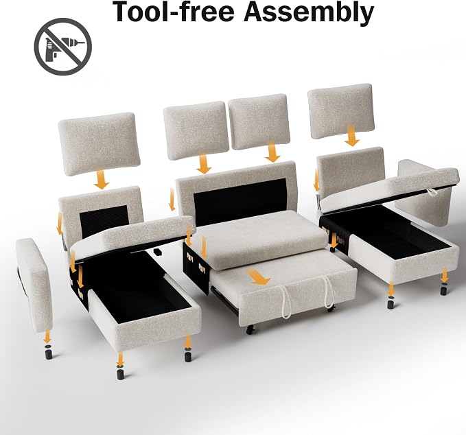 Sunny Heart 106" U Shaped Sectional Sleeper Sofa Bed - Image 4