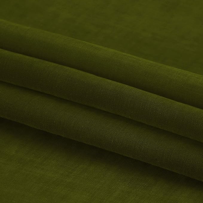 DWCN Olive Green Sheer Curtains Semi Transparent Voile Rod Pocket Curtains - Image 5