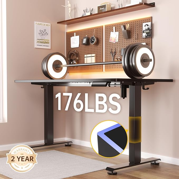Veken 63x23.6 Inch Large Electric Standing Desk, Heights Adjustable, Sit to - Image 3