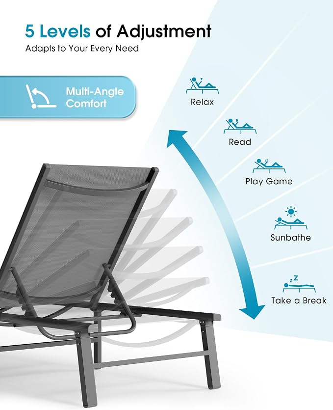 Ciokea Foldable Outdoor Lounge Chair Set of 4 - Image 4