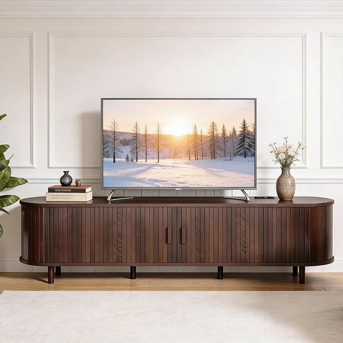 70" Mid Century Modern TV Stand, Wood TV Consoles - Image 3