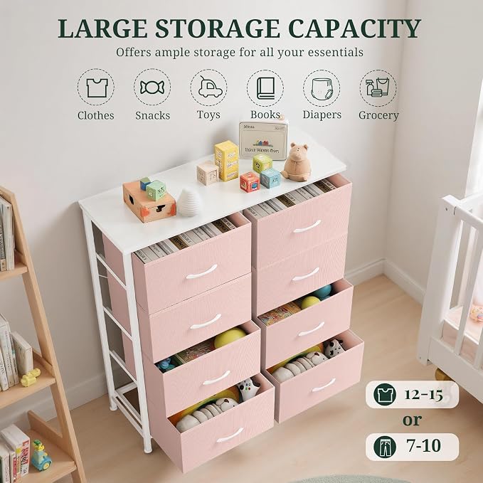 8-Drawer Dresser for Bedroom, Anti-Tip Tall Storage Organizer Chest of Drawers - Image 5