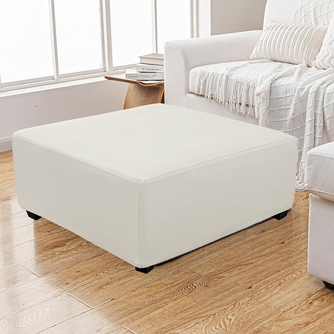 Super Stretch 40x40x15 inch Square Ottoman Cover- Soft Form Fit Ottoman Cover - Image 2