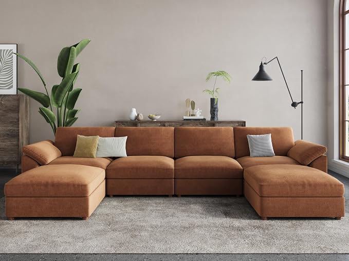 EASE MOOSE Modular Sectional Couch, Oversized Deep Seat U Shape Sectional Couch by EASE+MOOSE