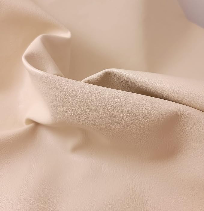 Bone Offwhite Soft Faux Vegan PU Leather Fabric Sheet by The Yard Synthetic - Image 2