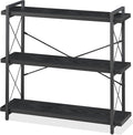 HCHQHS Bookshelf, 3-Tier Industrial Bookcase, Freestanding Horizontal by HCHQHS