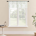 MRTREES Sheer Voile Curtain Valances 2 Panels, Sage Green Leaves Embroidered by MRTREES