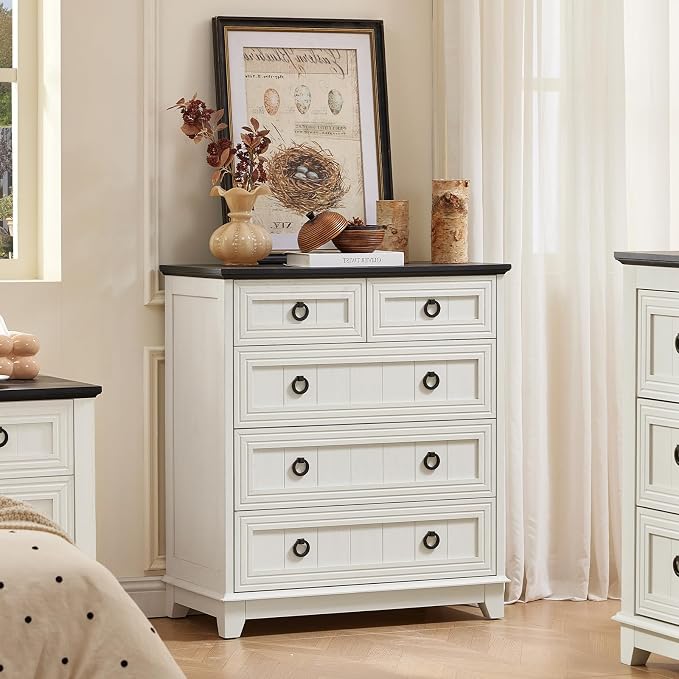 Joaxswe Farmhouse 5 Drawer Dresser - Image 5
