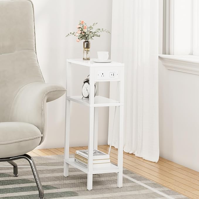 TUTOTAK Narrow Side Table with Charging Station, Small End Table with USB Ports - Image 6