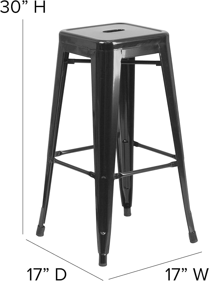 Flash Furniture 30"H Commercial Modern Metal Backless Barstool, Indoor/Outdoor - Image 3