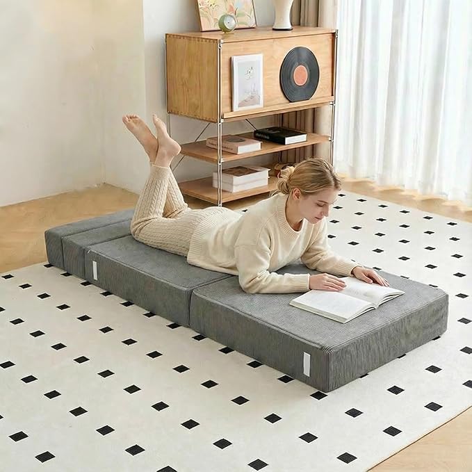 HJAHHSM Small Couch Boneless Futon Sleeper Sofa Bed Cloud Lounge Reading Chair - Image 4