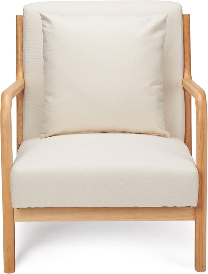 JOMEED Oak Wood Frame Mid Century Modern Accent Leisure Chair - Image 7