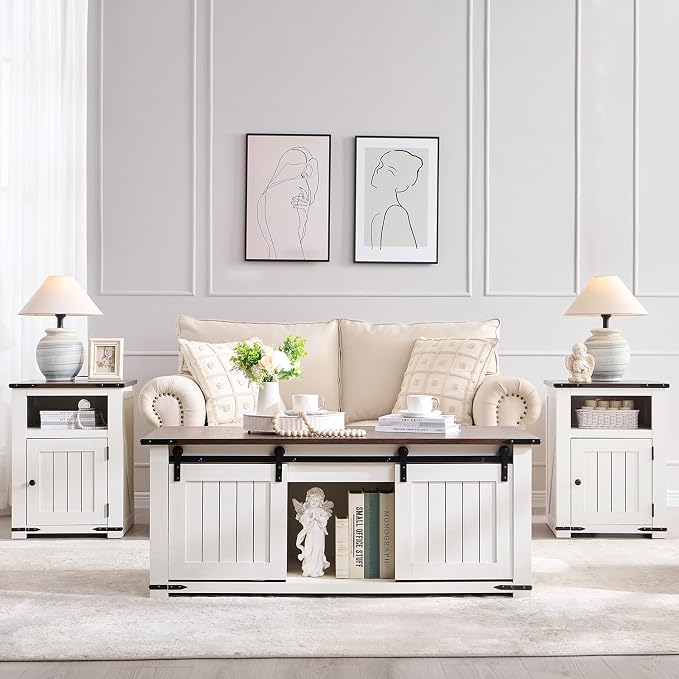 IFGET Farmhouse Furniture Set of 3, Includes 48" Lift Top Coffee Table by IFGETEnrichYourLivingSpace