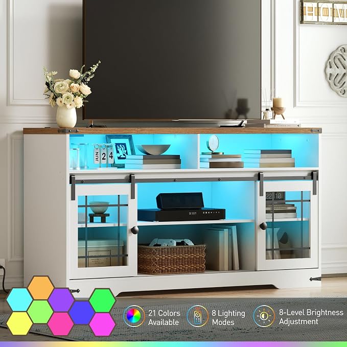 HOOBRO TV Stand for 65 Inch TV, Farmhouse Entertainment Center - Image 4