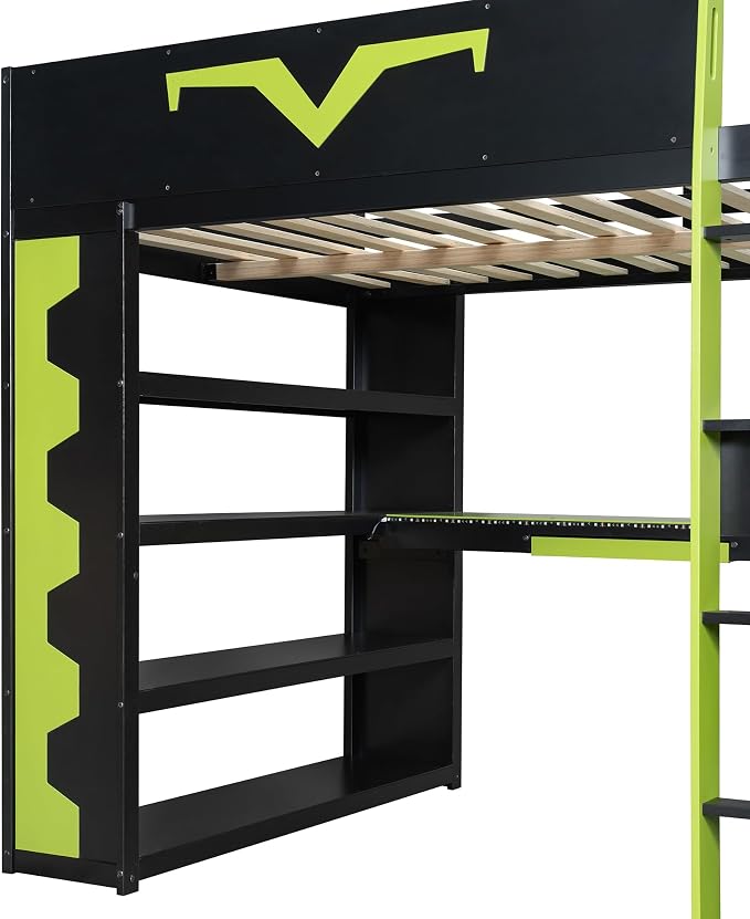 Full Size Gaming Loft Bed with Integrated Desk & RGB LED Lights, Pro-Gamer Bunk - Image 5