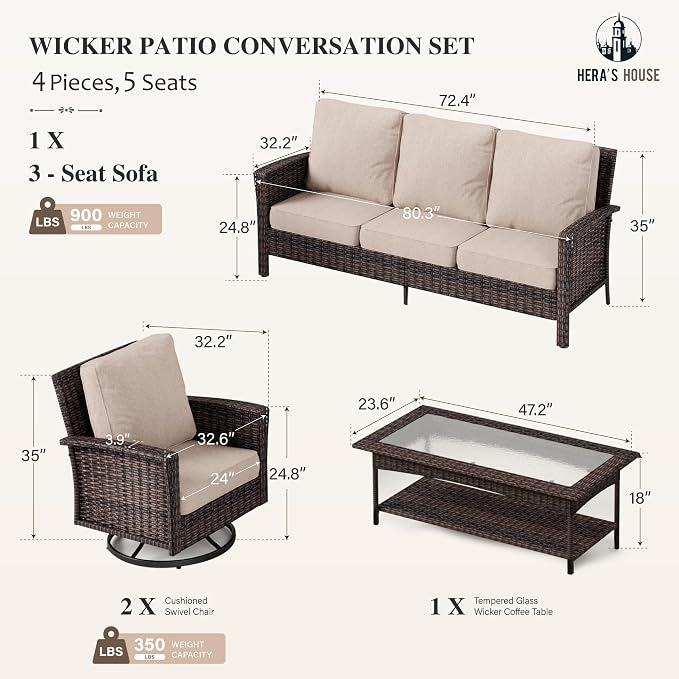 HERA'S HOUSE High Back Patio Furniture Set - Image 6