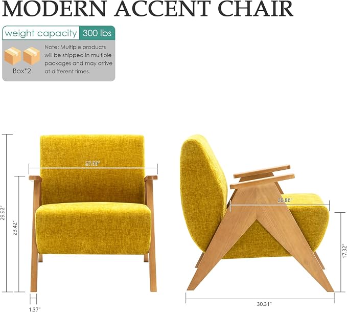 2 Pcs Home Accent Chair Mid Century Modern Accent Chair - Image 2