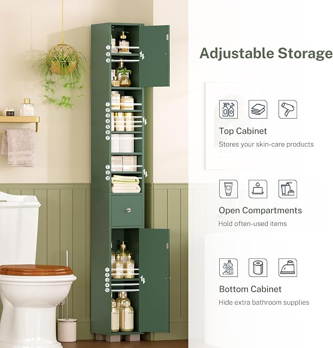 TEENFON Bathroom Cabinet, Narrow Bathroom Storage Cabinet - Image 4