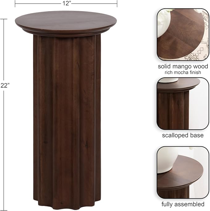 Kate and Laurel Gierson Modern Wooden Round Side Table; 12 x 12 x 22; Dark - Image 3