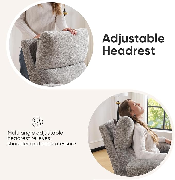 Swivel Rocker Recliner with Adjustable Armrests, Rocking Nursery Chair with - Image 7