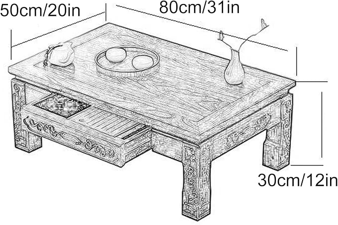 Solid Wood Japanese Floor Table, Tatami Style Rectangular Coffee Table - Image 2