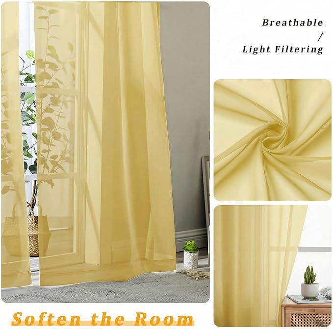 Gwine Sheer Curtains for Living Room 45 inch Length - Image 5