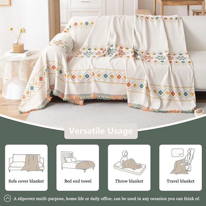 DREAMINGO Couch Cover Boho Washable Sofa Covers - Image 3