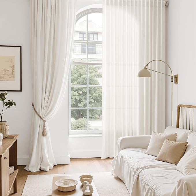 Nanspring Neutral Linen Curtains 108 Inches Long - Image 6