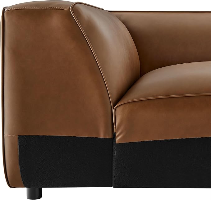 Modway Auren Vegan Leather Corner Modular Chair in Coffee - Image 9
