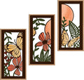 IARTTOP Wood Floral Framed Wall Art 8x16 Inch Set of 3 Abstract Green Leaf by IARTTOP