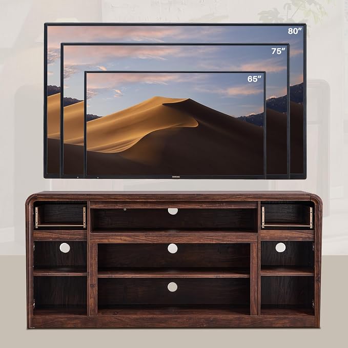 Modern TV Stand for 80 Inch TVs, Media Console Cabinet w/Soundbar & Adjustable - Image 3