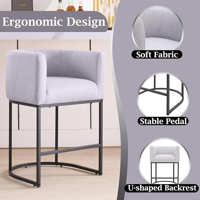ClinQ 26" H Counter Height Bar Stools Set of 3, Modern Barrel Counter Stools - Image 3