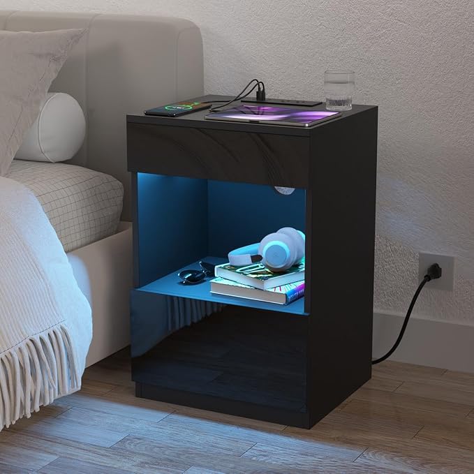 HOMMPA Set of 2 Open Shelf LED Nightstands - Image 7