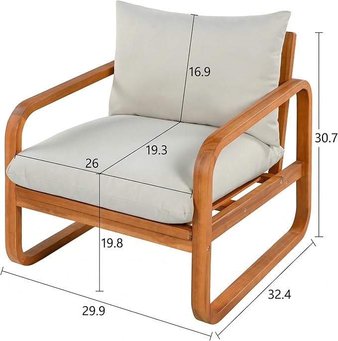 Merax Outdoor 4-Piece Acacia Wood Conversation Set - Image 9