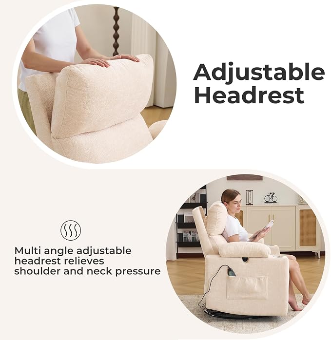 Rocking Chair Nursery with Adjustable Armrests, Electric Glider Recliner - Image 6