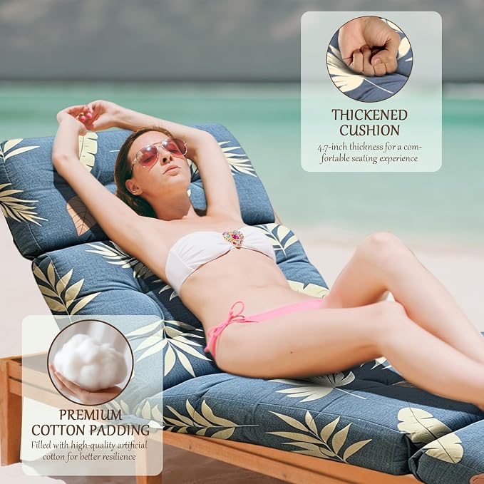 EverPine Outdoor Chaise Lounge Chair Cushion 74.4 x 22.8 x 4.7 Inch, Patio - Image 3