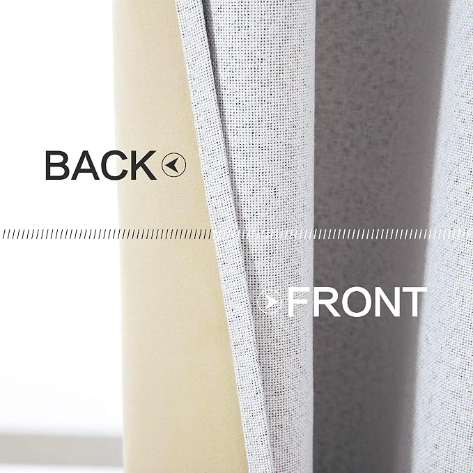 MIULEE Linen Texture Curtains for Bedroom Solid 100% Blackout Thermal Insulated - Image 5